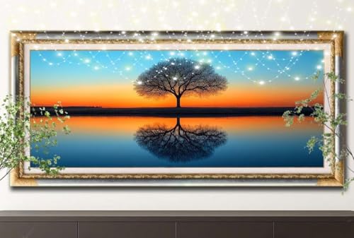 5D Diamond Painting Kinder,Diamant Painting Bilder für Erwachsene Große (30x60cm),DIY Baum,Sonnenuntergang Full Drill Crystal Art Mosaikherstellung Basteln Kits,Geeignet Als Home Décor 55F-12617 von LeiDong