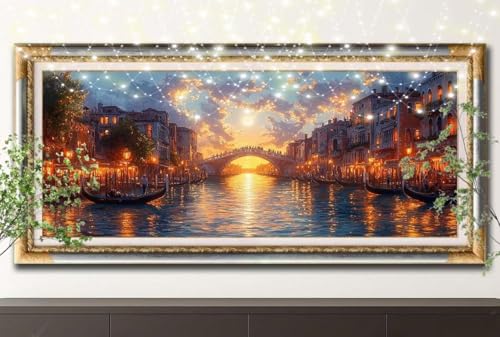 5D Diamond Painting Kinder,Diamant Painting Bilder für Erwachsene Große (40x80cm),DIY Brücke,Wasserstadt Full Drill Crystal Art Mosaikherstellung Basteln Kits,Geeignet Als Home Wand Décor 55F-12079 von LeiDong