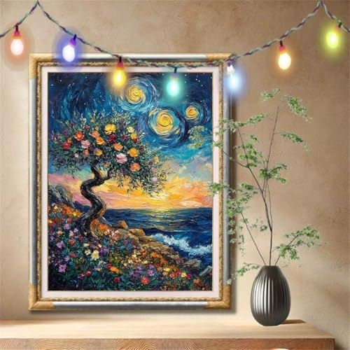 5D Diamond Painting Kinder,Diamant Painting Bilder für Erwachsene Große (50x70cm),DIY Sternenhimmel,Küste Full Drill Crystal Art Mosaikherstellung Basteln Kits für Geschenk,Home Wand Décor 57F-4134 von LeiDong