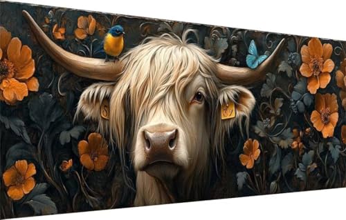 5D Diamond Painting Kinder,Diamant Painting Bilder für Erwachsene Große (60x180cm),DIY Hochlandrind,Schmetterling Full Drill Crystal Art Mosaikherstellung Basteln Kits,Geeignet Als Home Décor 55F-2004 von LeiDong