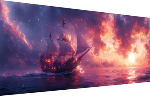 5D Diamond Painting Kinder,Diamant Painting Bilder für Erwachsene Große (60x180cm),DIY Segelboot,Blume Full Drill Crystal Art Mosaikherstellung Basteln Kits,Geeignet Als Home Wand Décor 55F-8724 von LeiDong