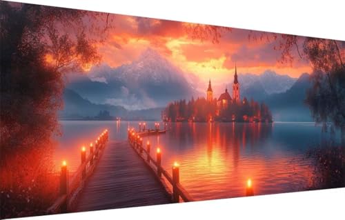 5D Diamond Painting Kinder,Diamant Painting Bilder für Erwachsene Große (70x140cm),DIY Pier,Schloss Full Drill Crystal Art Mosaikherstellung Basteln Kits,Geeignet Als Geschenk,Home Wand Décor 55F-3925 von LeiDong