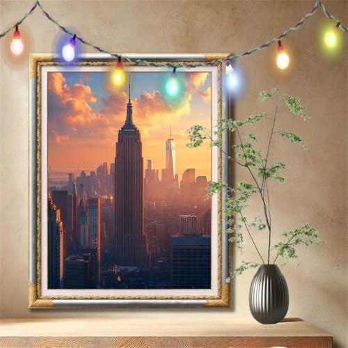 5D Diamond Painting Kinder,Diamant Painting Bilder für Erwachsene Große (70x90cm),DIY New York,Landschaft Full Drill Crystal Art Mosaikherstellung Basteln Kits für Geschenk,Home Wand Décor 57F-7576 von LeiDong