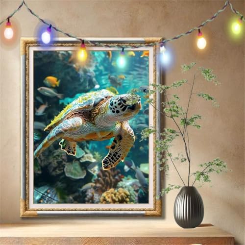 5D Diamond Painting Kinder,Diamant Painting Bilder für Erwachsene Große (90x120cm),DIY Schildkröte,Tier Full Drill Crystal Art Mosaikherstellung Basteln Kits für Geschenk,Home Wand Décor 59N-1418 von LeiDong