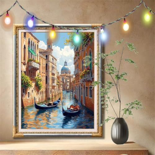 5D Diamond Painting Kinder,Diamant Painting Bilder für Erwachsene Große (90x120cm),DIY Venedig,Landschaft Full Drill Crystal Art Mosaikherstellung Basteln Kits für Geschenk,Home Wand Décor 57F-3498 von LeiDong