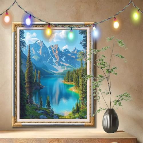 5D Diamond Painting Kinder,Diamant Painting Bilder für Erwachsene Große (90x120cm),DIY Wald,Berg Full Drill Crystal Art Mosaikherstellung Basteln Kits,Geeignet Als Geschenk,Home Wand Décor 57F-3258 von LeiDong