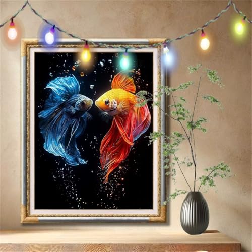5D Diamond Painting Kinder,Diamant Painting Bilder für Erwachsene Große 30x40cm,DIY Tier,Goldfisch Full Drill Crystal Art Mosaikherstellung Basteln Kits,Geeignet Als Geschenk,Home Wand Décor 57F-372 von LeiDong