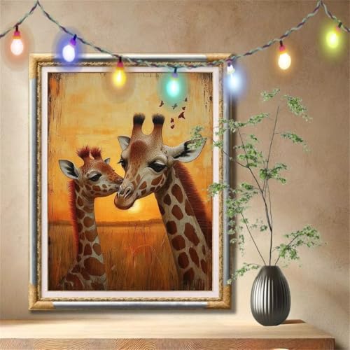5D Diamond Painting Kinder,Diamant Painting Bilder für Erwachsene Große 40x50cm,DIY Tier,Giraffe Full Drill Crystal Art Mosaikherstellung Basteln Kits,Geeignet Als Geschenk,Home Wand Décor 57F-533 von LeiDong