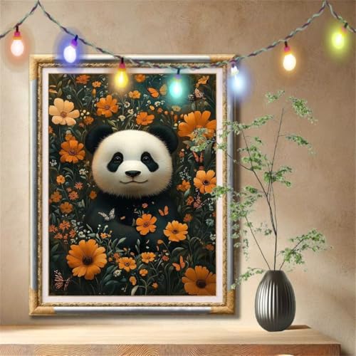 5D Diamond Painting Kinder,Diamant Painting Bilder für Erwachsene Große 60x80cm,DIY Blume,Panda Full Drill Crystal Art Mosaikherstellung Basteln Kits,Geeignet Als Geschenk,Home Wand Décor 57F-1815 von LeiDong