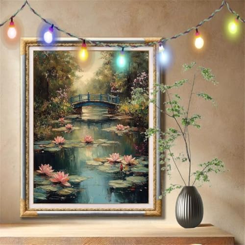 5D Diamond Painting Kinder,Diamant Painting Bilder für Erwachsene Große 70x90cm,DIY Lotus,Brücke Full Drill Crystal Art Mosaikherstellung Basteln Kits,Geeignet Als Geschenk,Home Wand Décor 57F-6616 von LeiDong