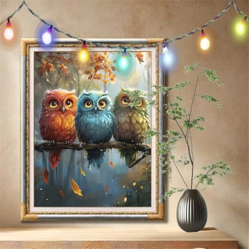 5D Diamond Painting Set für Erwachsene Große (100x133cm), Cartoon-Eule,Tier Diamant Painting Bilder Kinder, DIY Kristall Strass Cross Stickerei Malerei Bastelset für Schlafzimmer, Wanddeko 59N-959 von LeiDong