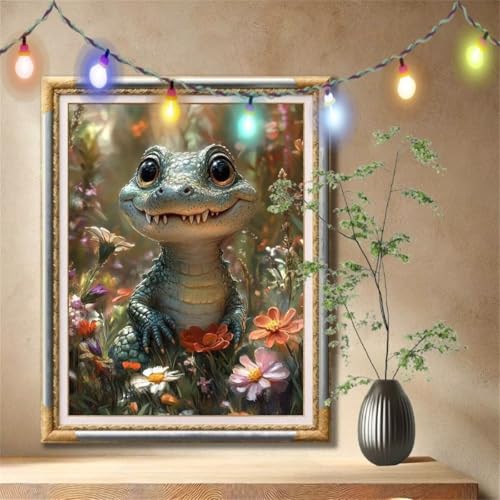 5D Diamond Painting Set für Erwachsene Große (100x133cm), Krokodil,Tier Diamant Painting Bilder Kinder, DIY Kristall Strass Cross Stickerei Malerei Bastelset für Büro, Wanddeko, Geschenke 57F-559 von LeiDong