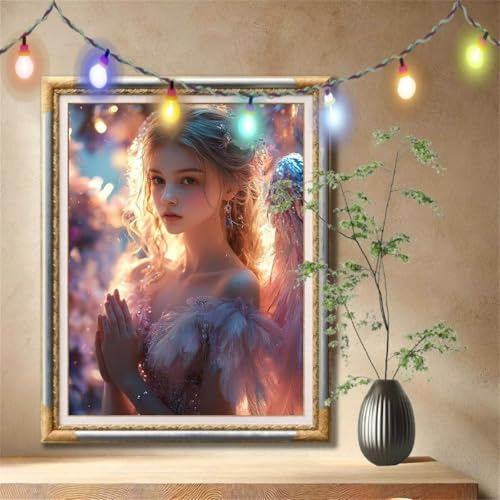 5D Diamond Painting Set für Erwachsene Große (100x133cm), Mädchen,Engel Diamant Painting Bilder Kinder, DIY Kristall Strass Cross Stickerei Malerei Bastelset für Büro, Wanddeko, Geschenke 57F-7999 von LeiDong