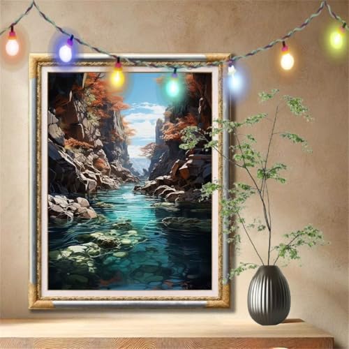 5D Diamond Painting Set für Erwachsene Große (100x133cm),Bach,Windlandschaft Diamant Painting Bilder Kinder,DIY Kristall Strass Cross Stickerei Malerei Bastelset für Schlafzimmer,Wanddeko 59N-1999 von LeiDong