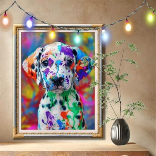 5D Diamond Painting Set für Erwachsene Große (100x133cm),Bunter Hund,Tier Diamant Painting Bilder Kinder,DIY Kristall Strass Cross Stickerei Malerei Bastelset für Büro,Wanddeko,Geschenke 59N-999 von LeiDong