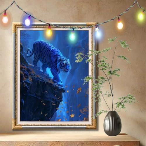 5D Diamond Painting Set für Erwachsene Große (100x133cm),Landschaft Tiger Diamant Painting Bilder Kinder,DIY Kristall Strass Cross Stickerei Malerei Bastelset für Büro,Wanddeko,Geschenke 59N-799 von LeiDong
