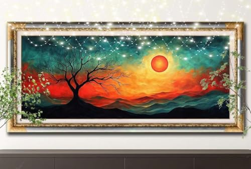 5D Diamond Painting Set für Erwachsene Große (100x200cm),Baum,Landschaft Diamant Painting Bilder Kinder,DIY Kristall Strass Cross Stickerei Malerei Bastelset für Büro,Wanddeko,Geschenke 55F-12599 von LeiDong