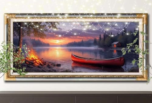 5D Diamond Painting Set für Erwachsene Große (100x200cm),Boot,Hütte Diamant Painting Bilder Kinder,DIY Kristall Strass Cross Stickerei Malerei Bastelset für Schlafzimmer,Büro,Wanddeko 55F-13499 von LeiDong