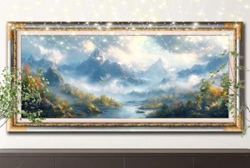 5D Diamond Painting Set für Erwachsene Große (100x200cm),Gipfel,Fluss Diamant Painting Bilder Kinder,DIY Kristall Strass Cross Stickerei Malerei Bastelset für Schlafzimmer,Büro,Wanddeko 55F-12299 von LeiDong