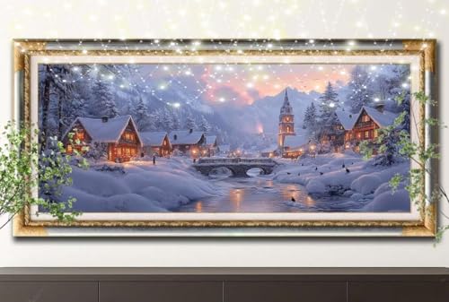 5D Diamond Painting Set für Erwachsene Große (100x200cm),Kleine Brücke,Schneelandschaft Diamant Painting Bilder Kinder,DIY Kristall Strass Cross Stickerei Malerei Bastelset für Wanddeko 55F-13799 von LeiDong