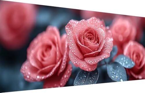 5D Diamond Painting Set für Erwachsene Große (100x200cm),Rote Rose,Landschaft Diamant Painting Bilder Kinder,DIY Kristall Strass Cross Stickerei Malerei Bastelset für Büro,Wanddeko,Geschenke 55F-2519 von LeiDong