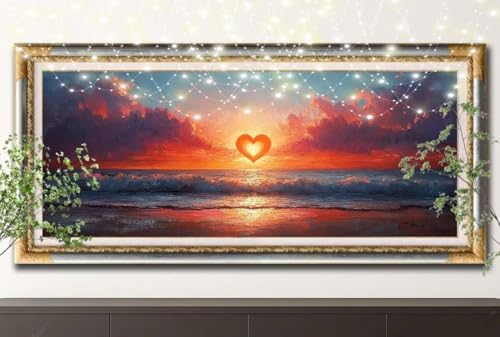 5D Diamond Painting Set für Erwachsene Große (100x200cm),Sonnenuntergang,Meer Diamant Painting Bilder Kinder,DIY Kristall Strass Cross Stickerei Malerei Bastelset für Büro,Wanddeko,Geschenke 55F-13139 von LeiDong
