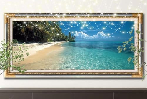 5D Diamond Painting Set für Erwachsene Große (100x200cm),Strand,Palmen Diamant Painting Bilder Kinder,DIY Kristall Strass Cross Stickerei Malerei Bastelset für Schlafzimmer,Büro,Wanddeko 55F-12239 von LeiDong
