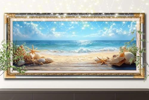 5D Diamond Painting Set für Erwachsene Große (100x200cm),Strand,Seestern Diamant Painting Bilder Kinder,DIY Kristall Strass Cross Stickerei Malerei Bastelset für Büro,Wanddeko,Geschenke 55F-12179 von LeiDong