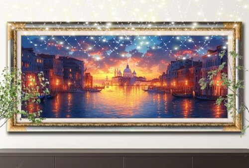 5D Diamond Painting Set für Erwachsene Große (100x200cm),Venedig,Landschaft Diamant Painting Bilder Kinder,DIY Kristall Strass Cross Stickerei Malerei Bastelset für Büro,Wanddeko,Geschenke 55F-12959 von LeiDong