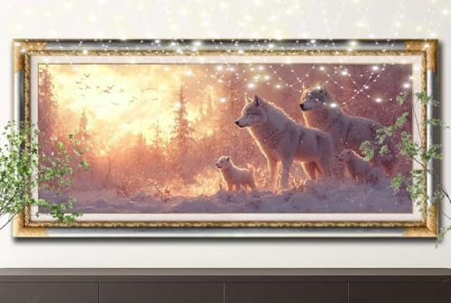5D Diamond Painting Set für Erwachsene Große (100x200cm),Wald,schneebedeckte Berge Diamant Painting Bilder Kinder,DIY Kristall Strass Cross Stickerei Malerei Bastelset für Wanddeko,Geschenke 55F-12719 von LeiDong