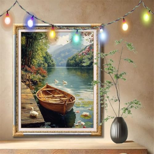 5D Diamond Painting Set für Erwachsene Große (120x160cm), Boot,Ente Diamant Painting Bilder Kinder, DIY Kristall Strass Cross Stickerei Malerei Bastelset für Büro, Wanddeko, Geschenke 57F-3800 von LeiDong