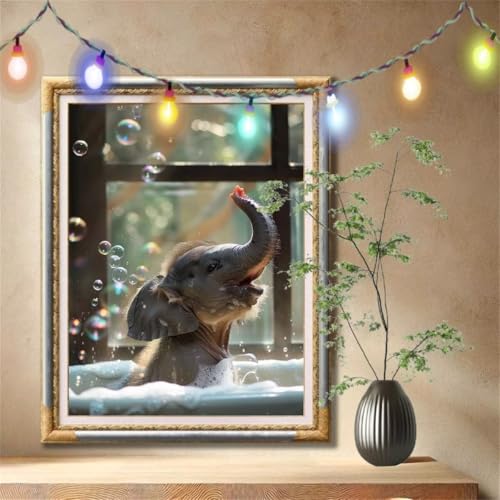 5D Diamond Painting Set für Erwachsene Große (120x160cm), Elefantenbaby,Tier Diamant Painting Bilder Kinder, DIY Kristall Strass Cross Stickerei Malerei Bastelset für Schlafzimmer, Wanddeko 59N-640 von LeiDong