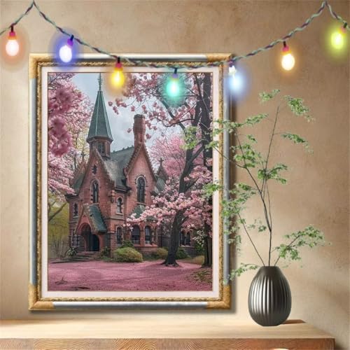5D Diamond Painting Set für Erwachsene Große (120x160cm), Kirche,Landschaft Diamant Painting Bilder Kinder, DIY Kristall Strass Cross Stickerei Malerei Bastelset für Schlafzimmer, Wanddeko 59N-1640 von LeiDong