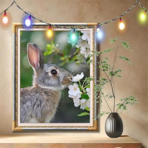 5D Diamond Painting Set für Erwachsene Große (120x160cm),Blume,Kaninchen Diamant Painting Bilder Kinder,DIY Kristall Strass Cross Stickerei Malerei Bastelset für Büro,Wanddeko,Geschenke 59N-1320 von LeiDong
