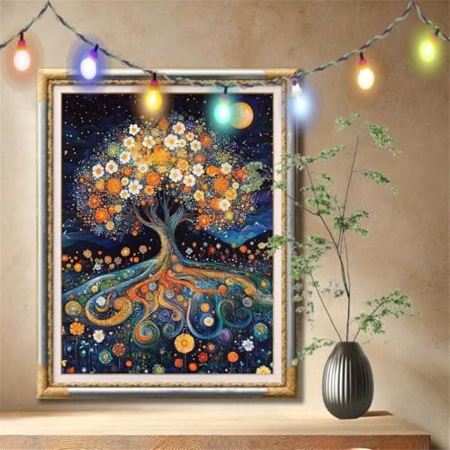 5D Diamond Painting Set für Erwachsene Große (30x40cm), Blume,Lebensbaum Diamant Painting Bilder Kinder, DIY Kristall Strass Cross Stickerei Malerei Bastelset für Büro, Wanddeko, Geschenke 57F-6792 von LeiDong