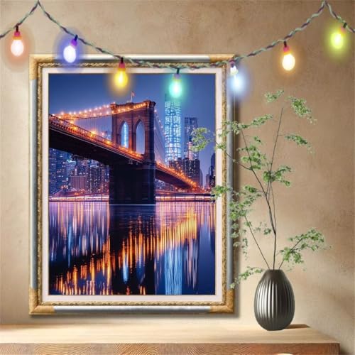 5D Diamond Painting Set für Erwachsene Große (30x40cm), Landschaft,Brücke Diamant Painting Bilder Kinder, DIY Kristall Strass Cross Stickerei Malerei Bastelset für Büro, Wanddeko, Geschenke 57F-672 von LeiDong