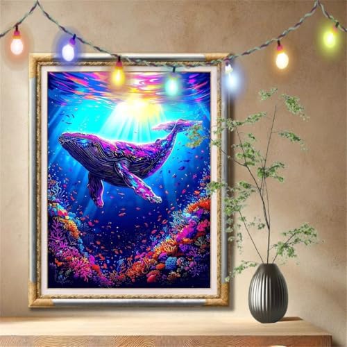 5D Diamond Painting Set für Erwachsene Große (30x40cm), Landschaft,Wal Diamant Painting Bilder Kinder, DIY Kristall Strass Cross Stickerei Malerei Bastelset für Büro, Wanddeko, Geschenke 57F-832 von LeiDong