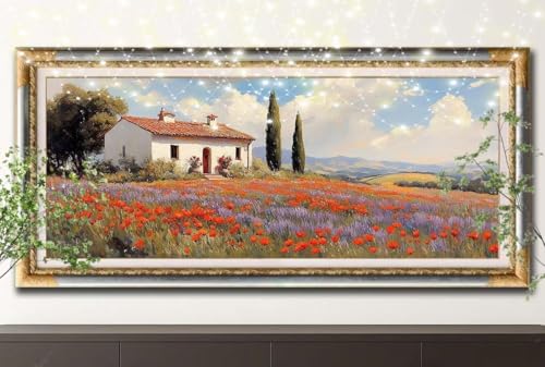 5D Diamond Painting Set für Erwachsene Große (30x90cm),Lavendel,Landschaft Diamant Painting Bilder Kinder,DIY Kristall Strass Cross Stickerei Malerei Bastelset für Büro,Wanddeko,Geschenke 55F-14328 von LeiDong