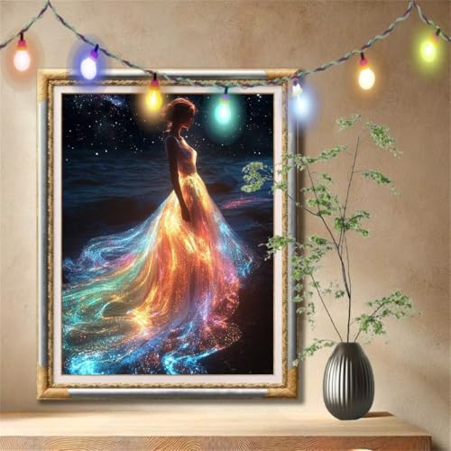 5D Diamond Painting Set für Erwachsene Große (50x70cm), Sternenhimmel,Mädchen Diamant Painting Bilder Kinder, DIY Kristall Strass Cross Stickerei Malerei Bastelset für Wanddeko, Geschenke 57F-4194 von LeiDong
