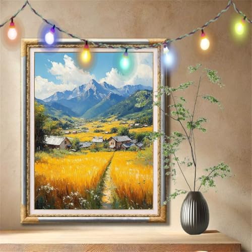 5D Diamond Painting Set für Erwachsene Große (50x70cm), Weizenfeld,Landschaft Diamant Painting Bilder Kinder, DIY Kristall Strass Cross Stickerei Malerei Bastelset für Wanddeko, Geschenke 57F-2354 von LeiDong