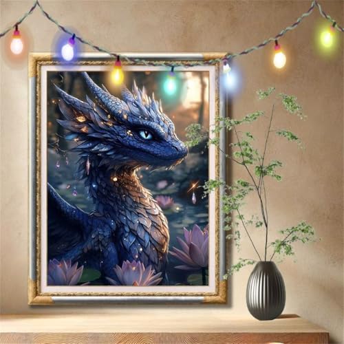 5D Diamond Painting Set für Erwachsene Große (60x80cm), Drache,Blume Diamant Painting Bilder Kinder, DIY Kristall Strass Cross Stickerei Malerei Bastelset für Büro, Wanddeko, Geschenke 57F-2235 von LeiDong