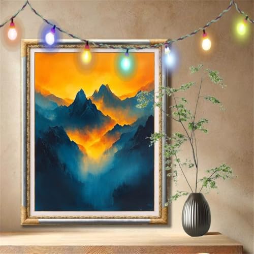 5D Diamond Painting Set für Erwachsene Große (60x80cm), Landschaft,Gebirgskette Diamant Painting Bilder Kinder, DIY Kristall Strass Cross Stickerei Malerei Bastelset für Wanddeko, Geschenke 57F-995 von LeiDong