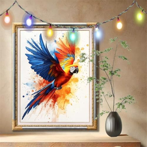 5D Diamond Painting Set für Erwachsene Große (60x80cm), Papagei,Tier Diamant Painting Bilder Kinder, DIY Kristall Strass Cross Stickerei Malerei Bastelset für Büro, Wanddeko, Geschenke 57F-4715 von LeiDong