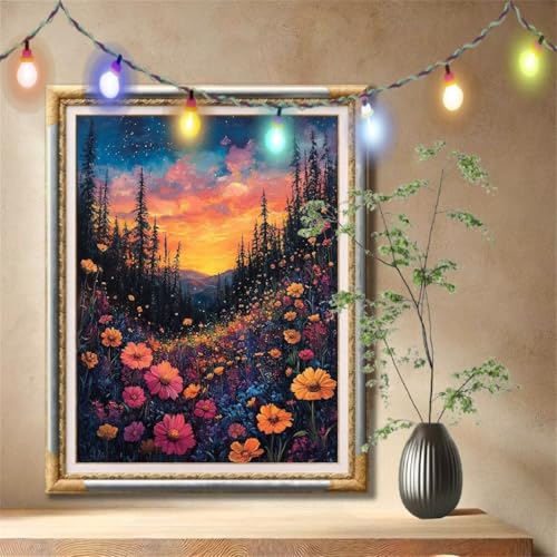 5D Diamond Painting Set für Erwachsene Große (60x80cm), Wildblume,Wald Diamant Painting Bilder Kinder, DIY Kristall Strass Cross Stickerei Malerei Bastelset für Büro, Wanddeko, Geschenke 57F-4555 von LeiDong