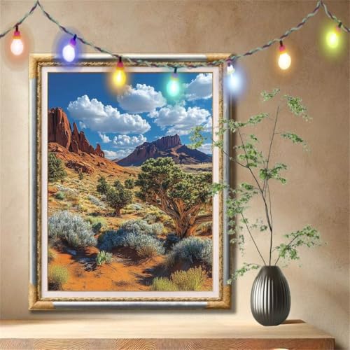 5D Diamond Painting Set für Erwachsene Große (70x90cm), Landschaft,Wüste Diamant Painting Bilder Kinder, DIY Kristall Strass Cross Stickerei Malerei Bastelset für Büro, Wanddeko, Geschenke 57F-5956 von LeiDong