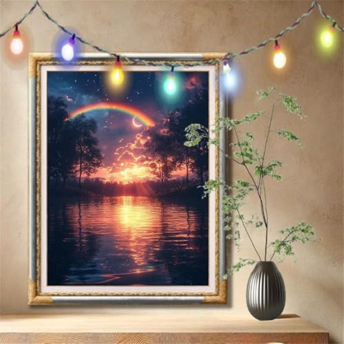 5D Diamond Painting Set für Erwachsene Große (70x90cm), Sterne,Wald Diamant Painting Bilder Kinder, DIY Kristall Strass Cross Stickerei Malerei Bastelset für Büro, Wanddeko, Geschenke 57F-4276 von LeiDong