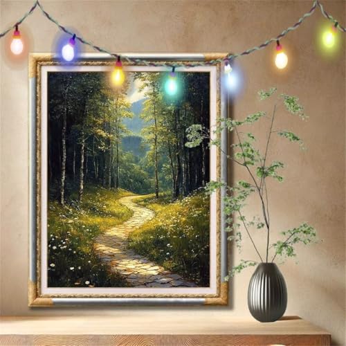 5D Diamond Painting Set für Erwachsene Große (70x90cm), Weg,Landschaft Diamant Painting Bilder Kinder, DIY Kristall Strass Cross Stickerei Malerei Bastelset für Büro, Wanddeko, Geschenke 57F-3916 von LeiDong