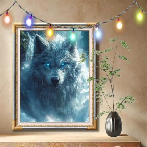 5D Diamond Painting Set für Erwachsene Große (70x90cm), Wolf,Wasserfall Diamant Painting Bilder Kinder, DIY Kristall Strass Cross Stickerei Malerei Bastelset für Büro, Wanddeko, Geschenke 57F-2156 von LeiDong