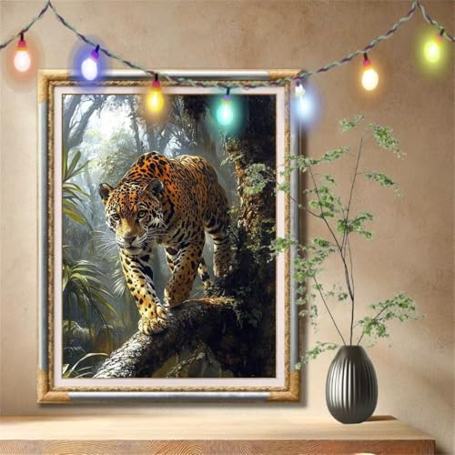 5D Diamond Painting Set für Erwachsene Große (80x107cm), Gepard,Tier Diamant Painting Bilder Kinder, DIY Kristall Strass Cross Stickerei Malerei Bastelset für Büro, Wanddeko, Geschenke 57F-2197 von LeiDong