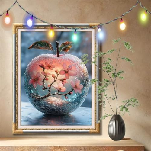 5D Diamond Painting Set für Erwachsene Große (80x107cm), Kristallapfel,Blume Diamant Painting Bilder Kinder, DIY Kristall Strass Cross Stickerei Malerei Bastelset für Wanddeko, Geschenke 57F-3317 von LeiDong